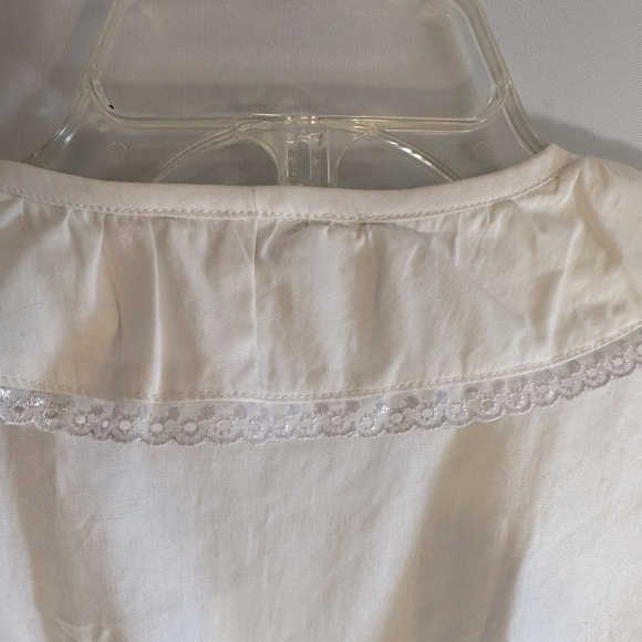 MKM Designs Womens Size M Blouse Wrap Tie Ruffle Lace Trim V-Neck Puff Sleeves - Picture 9 of 15